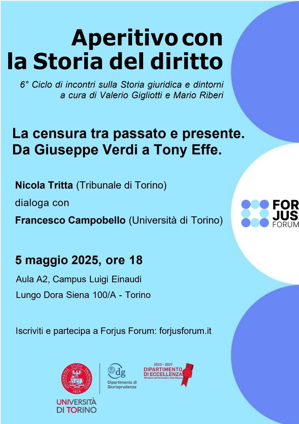 Aperitivo con la Storia del diritto: La censura tra passato e presente: Da Giuseppe Verdi a Tony Effe.