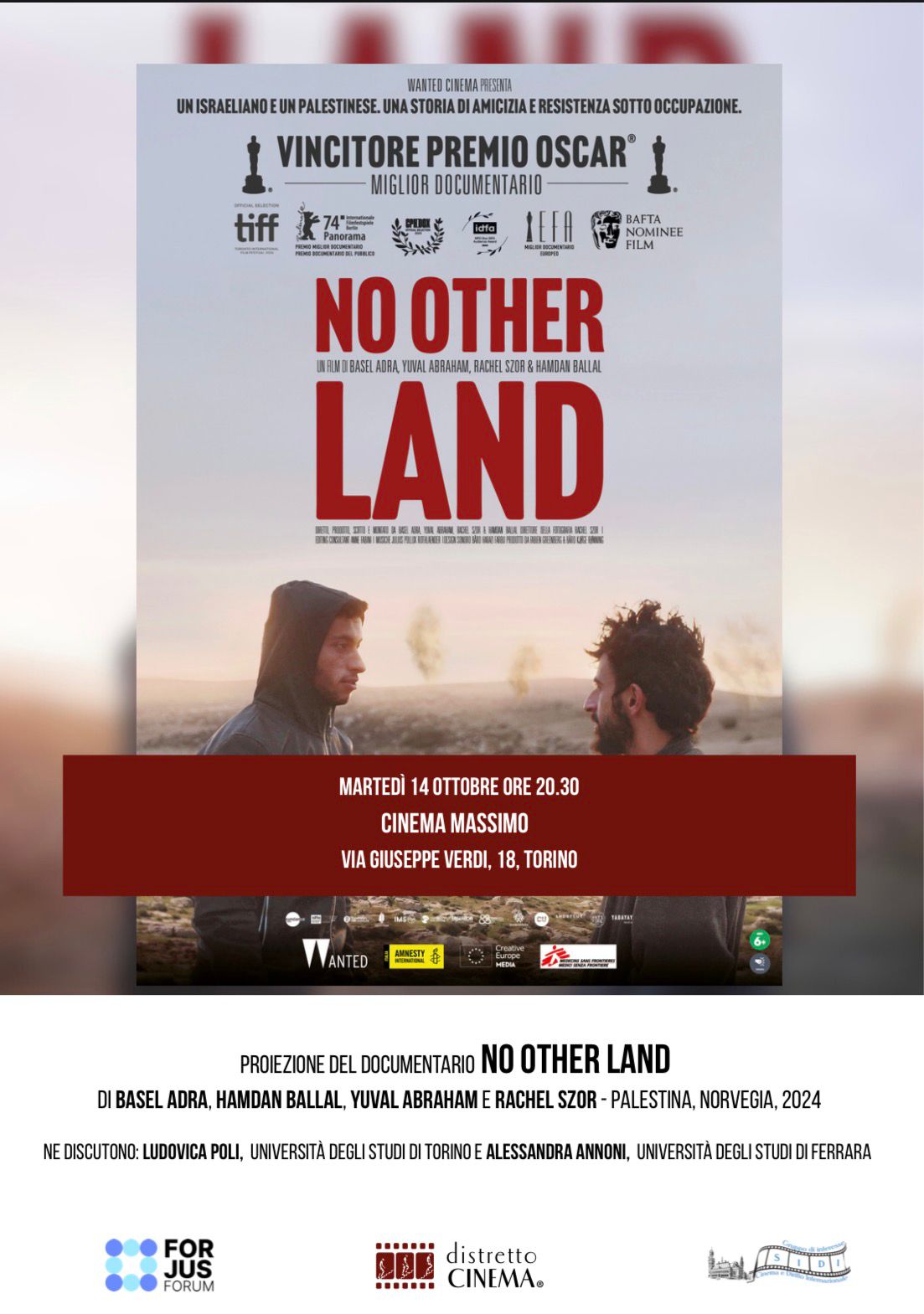 NO OTHER LAND – Proiezione del documentario e dibattito
