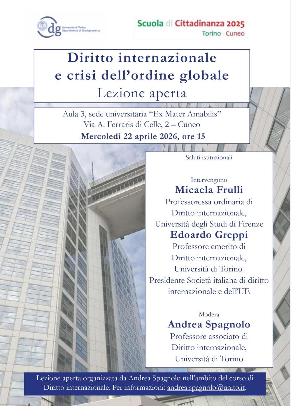Diritto internazionale e crisi dell’ordine globale – Lezione aperta