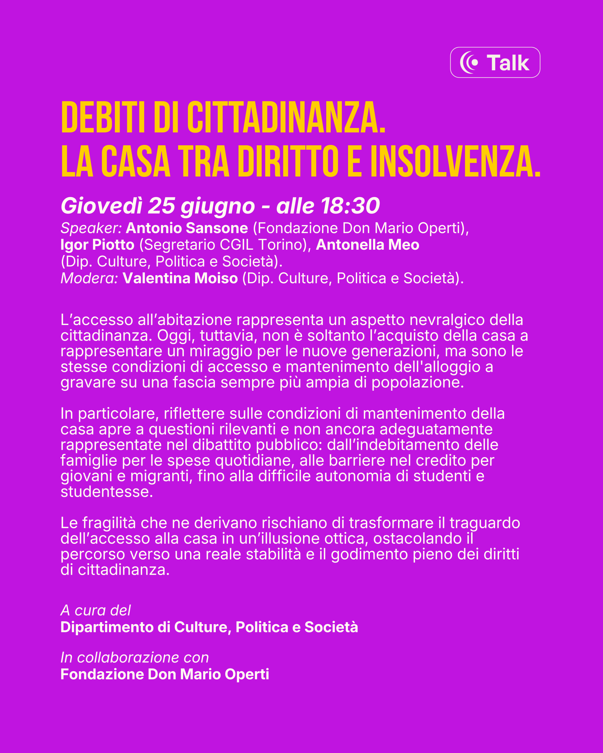 Debiti di cittadinanza. La casa tra diritto e insolvenza.