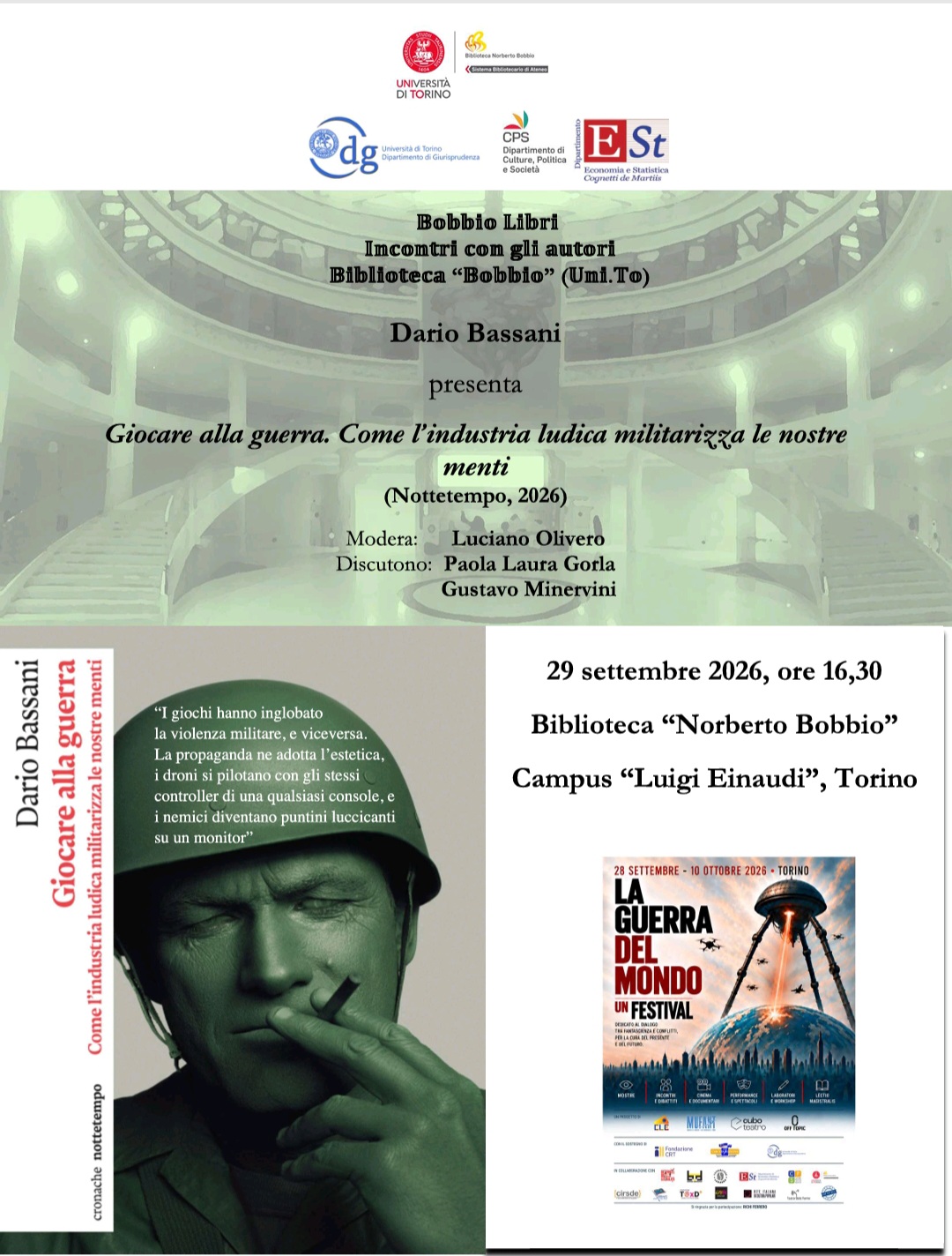 Presentazione del libro ” Giocare alla guerra. Come l’industria ludica militarizza le nostre menti.”